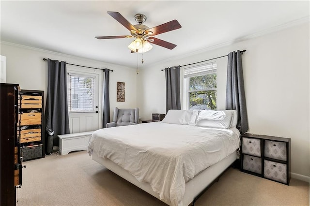 6720 Argonne Boulevard ., New Orleans, LA 70124 - bedroom featuring a ceiling fan, ornamental molding, light carpet, and multiple windows