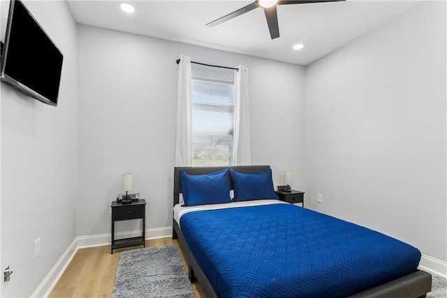 1413 Gordon St, New Orleans, LA 70117 - bedroom with wood finished floors, ceiling fan, baseboards, and recessed lighting