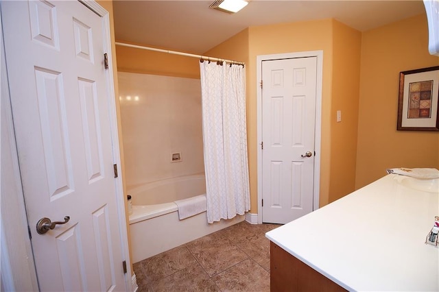 4504 Stella Dr, Meraux, LA 70075 - full bath with tile patterned flooring, visible vents, vanity, and shower / bath combo