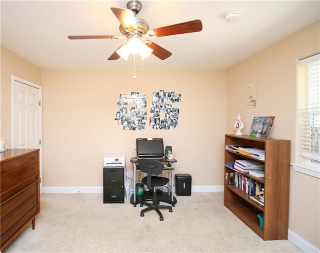 4504 Stella Dr, Meraux, LA 70075 - carpeted office space with baseboards and a ceiling fan