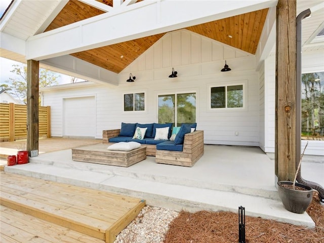 view of patio featuring an outdoor hangout area