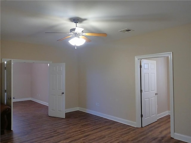 4800 Eastview Dr, New Orleans, LA 70126 - empty room featuring baseboards, visible vents, wood finished floors, and a ceiling fan