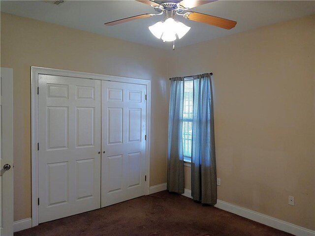 4800 Eastview Dr, New Orleans, LA 70126 - unfurnished bedroom with a closet, ceiling fan, baseboards, and carpet