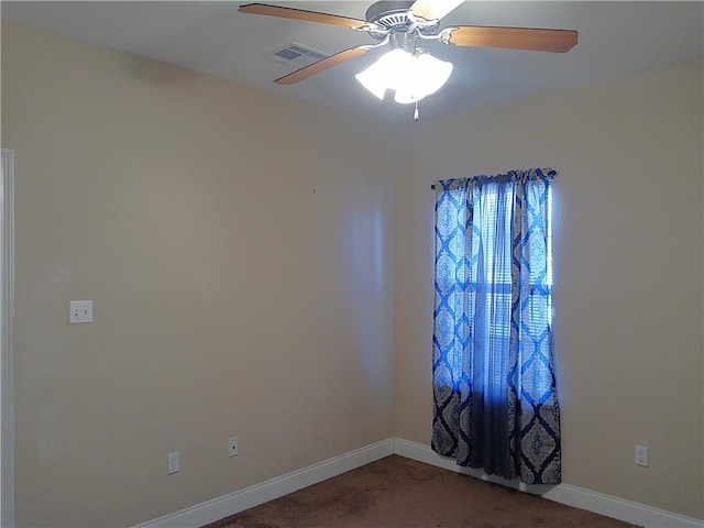 4800 Eastview Dr, New Orleans, LA 70126 - carpeted empty room with baseboards, visible vents, and ceiling fan