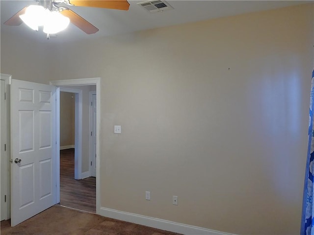 4800 Eastview Dr, New Orleans, LA 70126 - carpeted empty room featuring baseboards, visible vents, and a ceiling fan