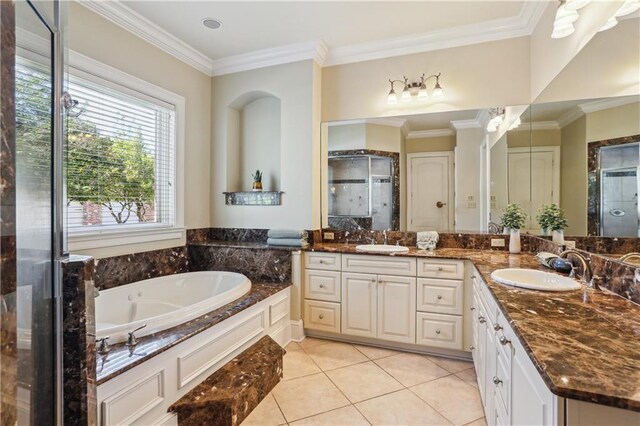 192 Forest Oaks Dr, New Orleans, LA 70131 - bathroom with double vanity, a stall shower, and a sink