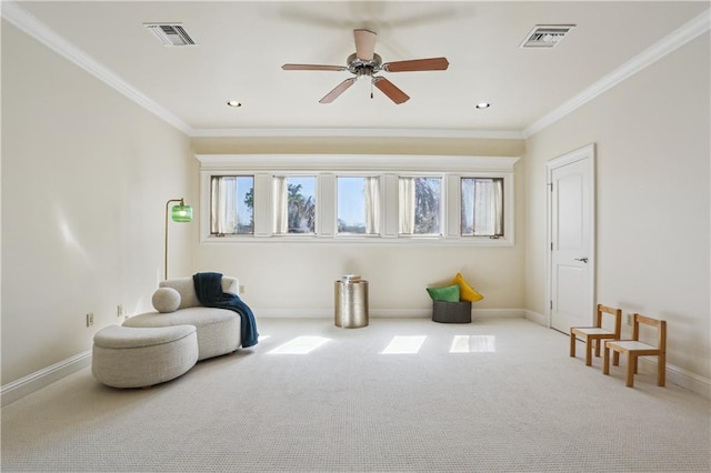 192 Forest Oaks Dr, New Orleans, LA 70131 - living area with visible vents, baseboards, and a ceiling fan