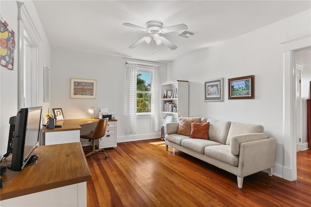 303 Audubon St, New Orleans, LA 70118 - office space with ceiling fan, baseboards, and wood finished floors