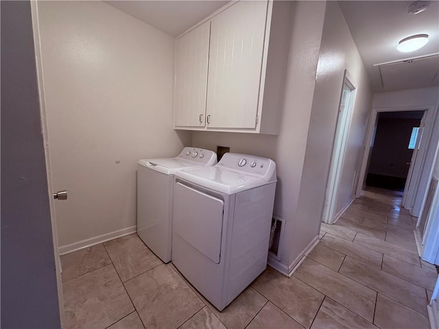 774-776 Holt Dr, Baton Rouge, LA 70815 - clothes washing area with attic access, independent washer and dryer, cabinet space, and baseboards