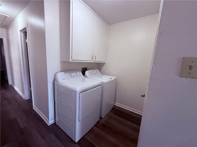 774-776 Holt Dr, Baton Rouge, LA 70815 - washroom with baseboards, attic access, dark wood finished floors, cabinet space, and separate washer and dryer