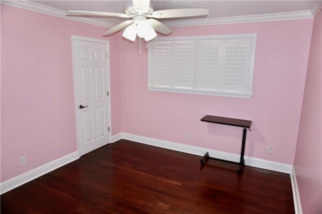 4012 Berot St, Metairie, LA 70002 - empty room with wood finished floors, a ceiling fan, baseboards, and ornamental molding