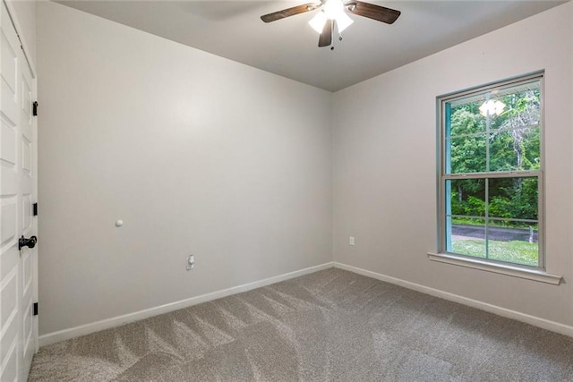 31527 Meadow Lark Ln, Denham Springs, LA 70726 - spare room with baseboards, a ceiling fan, a wealth of natural light, and carpet flooring