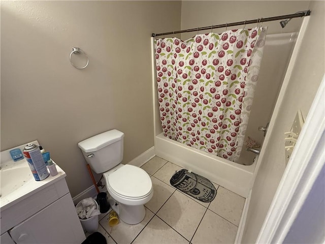 1827 S Rampart St, New Orleans, LA 70113 - bathroom featuring tile patterned flooring, toilet, shower / bathtub combination with curtain, vanity, and baseboards