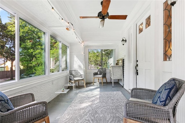 1338 Fern St, New Orleans, LA 70118 - sunroom / solarium with a ceiling fan and wood finished floors