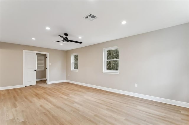 156 Belle Terre Blvd, Covington, LA 70433 - spare room featuring baseboards, recessed lighting, light wood-type flooring, and ceiling fan