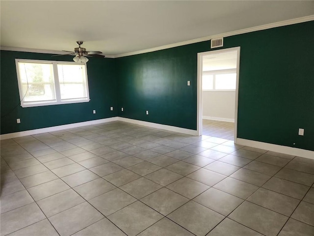 167 Celia Dr, Luling, LA 70070 - unfurnished room with baseboards, visible vents, crown molding, and ceiling fan