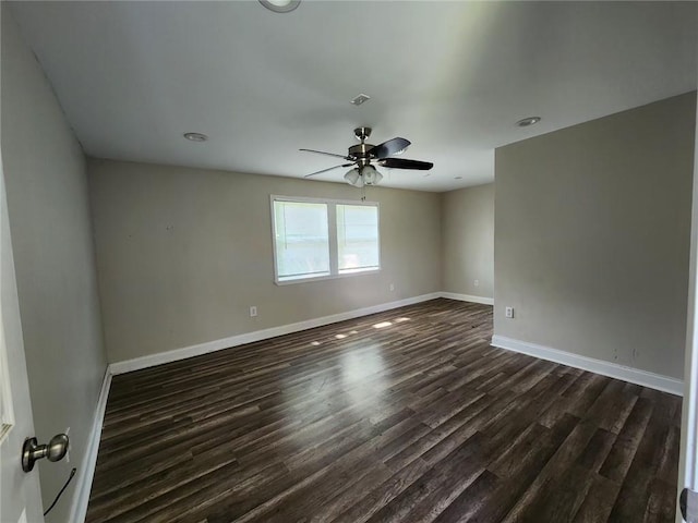 167 Celia Dr, Luling, LA 70070 - empty room with baseboards, ceiling fan, visible vents, and dark wood finished floors