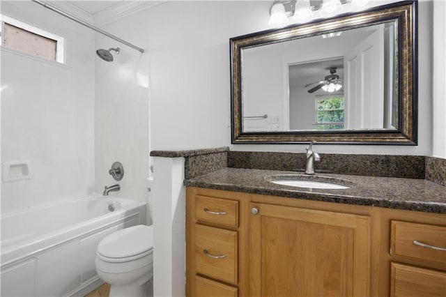 4232 Connecticut Ave, Kenner, LA 70065 - full bathroom with healthy amount of natural light, toilet, vanity, tub / shower combination, and ornamental molding