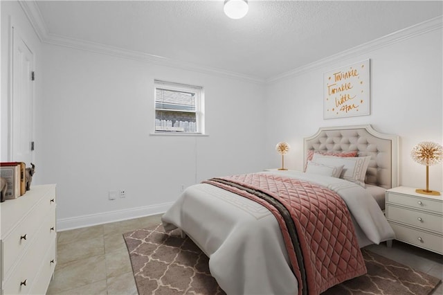 4232 Connecticut Ave, Kenner, LA 70065 - tiled bedroom featuring crown molding, a textured ceiling, and baseboards