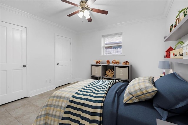 4232 Connecticut Ave, Kenner, LA 70065 - bedroom with ornamental molding and a ceiling fan