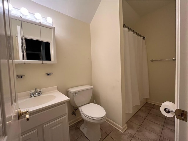 100 Deer Range Ln, Port Sulphur, LA 70083 - bathroom featuring toilet, curtained shower, tile patterned flooring, and vanity