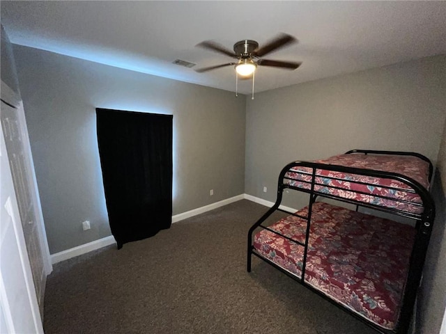 100 Deer Range Ln, Port Sulphur, LA 70083 - bedroom featuring visible vents, a ceiling fan, baseboards, and carpet floors