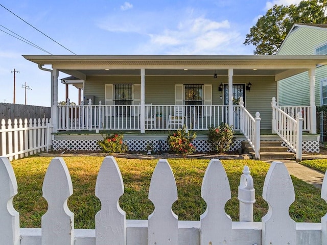 18 Curtis Dr, New Orleans, LA 70126 - view of front facade with covered porch and fence