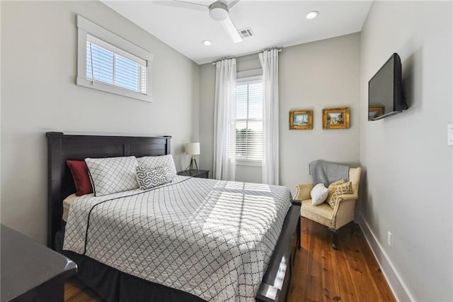 125 Elmira Ave, New Orleans, LA 70114 - bedroom featuring hardwood / wood-style flooring, recessed lighting, and a ceiling fan