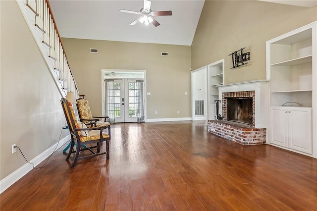 80055 Rollo Rd, Bush, LA 70431 - living area with baseboards, visible vents, dark wood-type flooring, and a ceiling fan