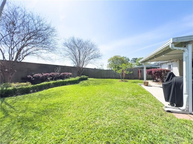 view of yard featuring a fenced backyard