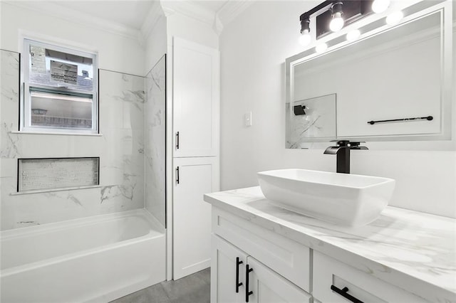 4904 Argonne St, Metairie, LA 70001 - bathroom with vanity, crown molding, and shower / washtub combination