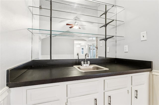 803 Lake Dcote Ct, Slidell, LA 70461 - bar area featuring a sink and a ceiling fan