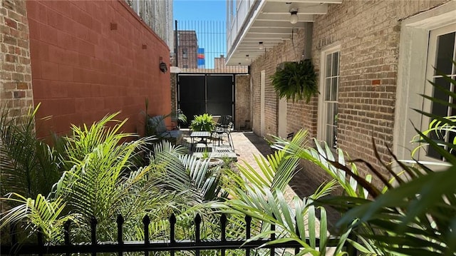 view of patio with a view of city