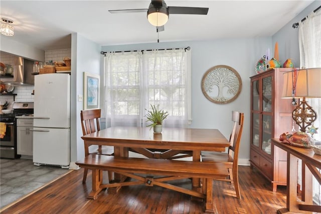 3701 Marigny St, New Orleans, LA 70122 - dining space with hardwood / wood-style floors and ceiling fan