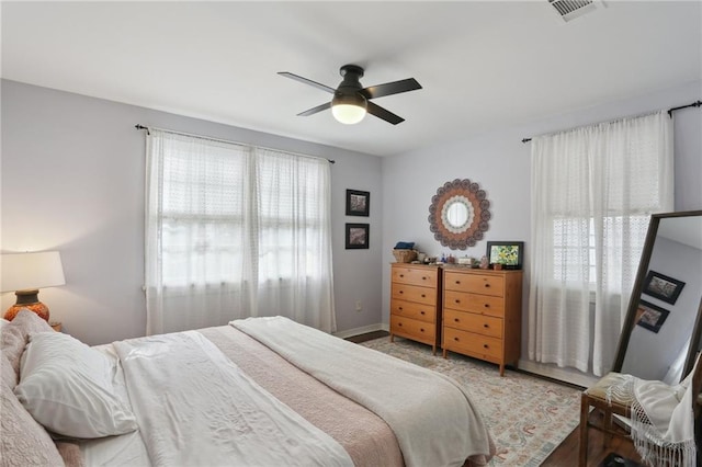 3701 Marigny St, New Orleans, LA 70122 - bedroom featuring baseboards, ceiling fan, and visible vents