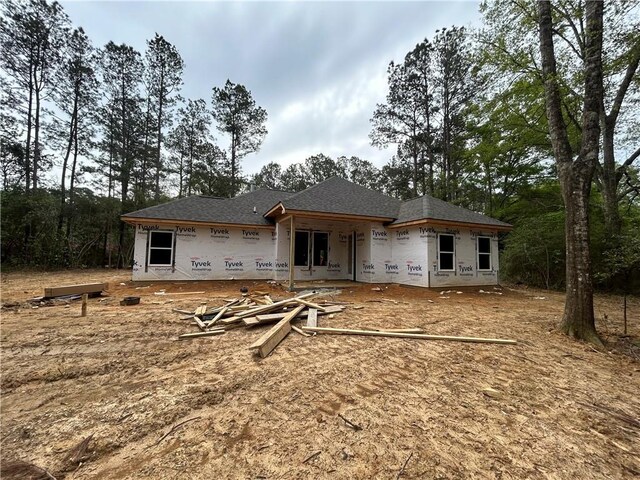 back of house with roof with shingles