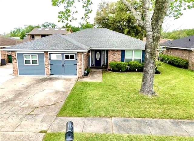 2516 E Pearl Dr, Marrero, LA 70072 - single story home featuring brick siding, driveway, a garage, a front lawn, and a shingled roof