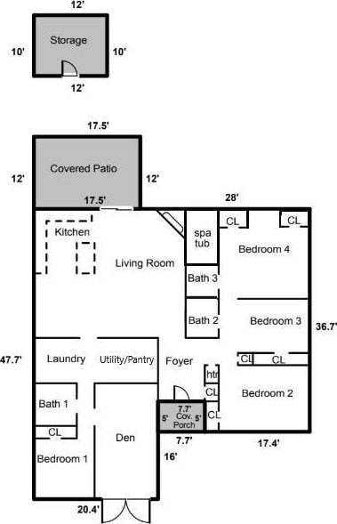 2516 E Pearl Dr, Marrero, LA 70072 - floor plan / room layout