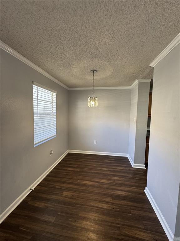 4518 Y A Tittle Ave Unit 6, Baton Rouge, LA 70820 - unfurnished room with dark wood-style floors, a notable chandelier, ornamental molding, and baseboards