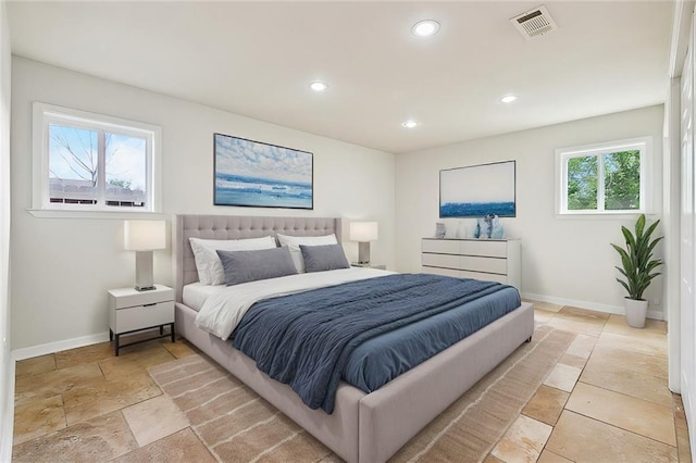 4741 Lafon Dr, New Orleans, LA 70126 - bedroom with baseboards, visible vents, and recessed lighting