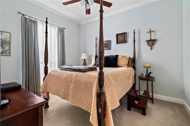 301 Clover Meadows Dr, Covington, LA 70433 - carpeted bedroom with ornamental molding, baseboards, and a ceiling fan