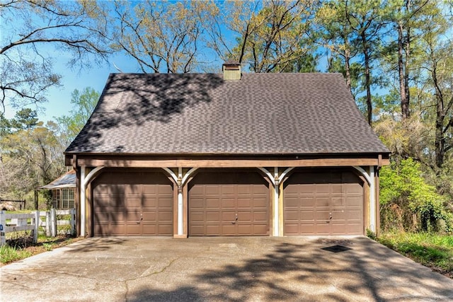 view of detached garage
