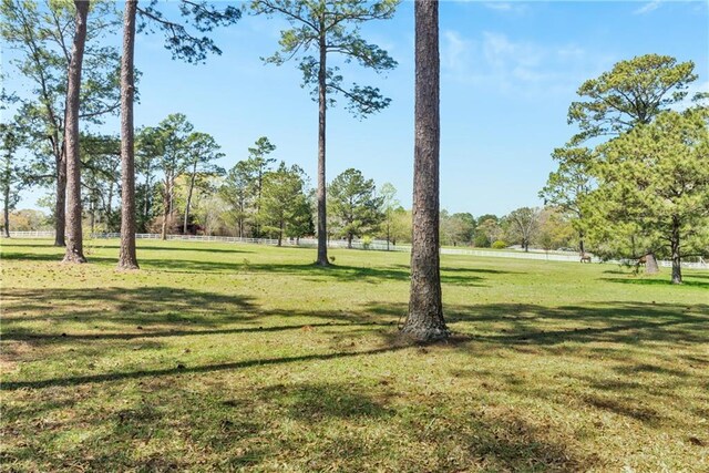 view of property's community featuring fence and a yard