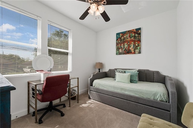 4409 Jeanne Marie Pl, New Orleans, LA 70122 - bedroom featuring baseboards, carpet flooring, and a ceiling fan