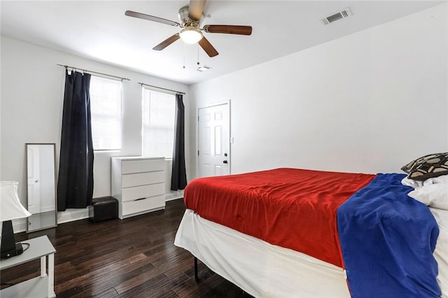 3415 Louisiana Ave Parkway, New Orleans, LA 70125 - bedroom with a ceiling fan, wood finished floors, and visible vents