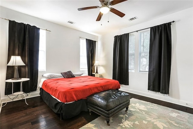 3415 Louisiana Ave Parkway, New Orleans, LA 70125 - bedroom with baseboards, ceiling fan, visible vents, and wood finished floors
