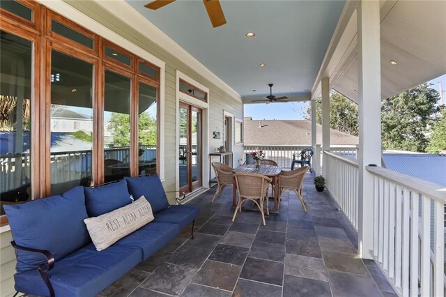 5533 Woodlawn Pl, New Orleans, LA 70124 - view of patio with a ceiling fan, an outdoor hangout area, and outdoor dining area