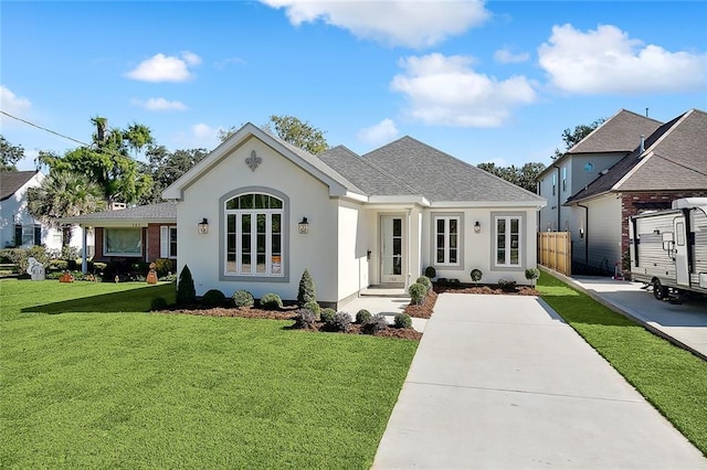 753 Jefferson Heights Ave, Jefferson, LA 70121 - ranch-style home with a front lawn, stucco siding, and a shingled roof