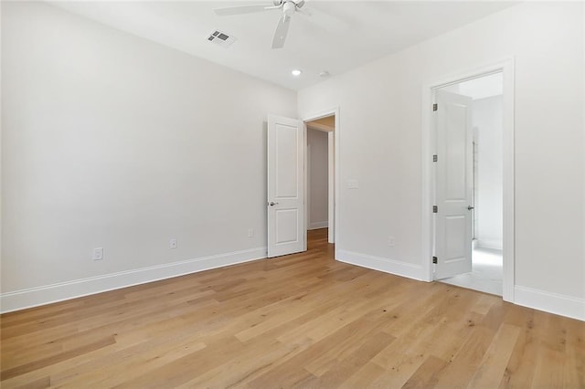 753 Jefferson Heights Ave, Jefferson, LA 70121 - unfurnished bedroom with light wood-type flooring, baseboards, recessed lighting, and ceiling fan