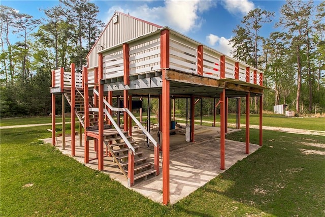 34310 Bluff Line Rd, Independence, LA 70443 - view of jungle gym with a patio area, a deck, stairway, and a yard
